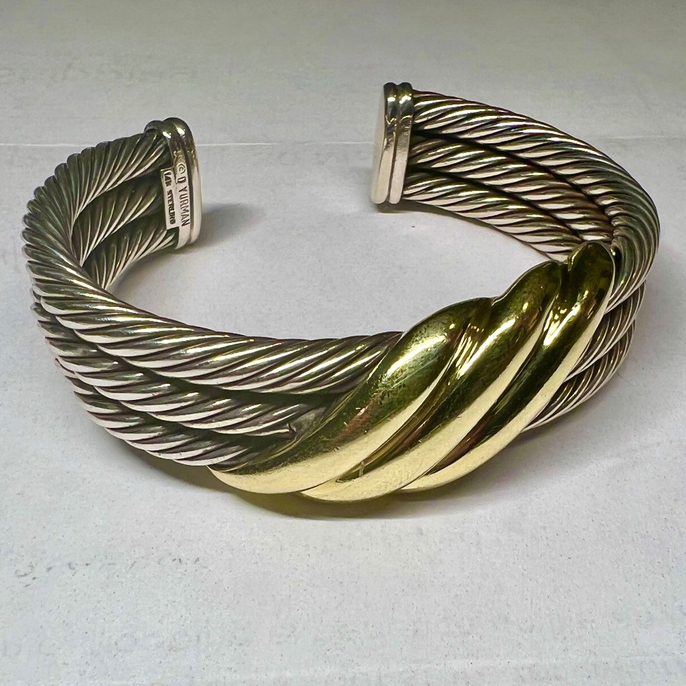 Ladies David Yurman gold and silver cuff bracelet